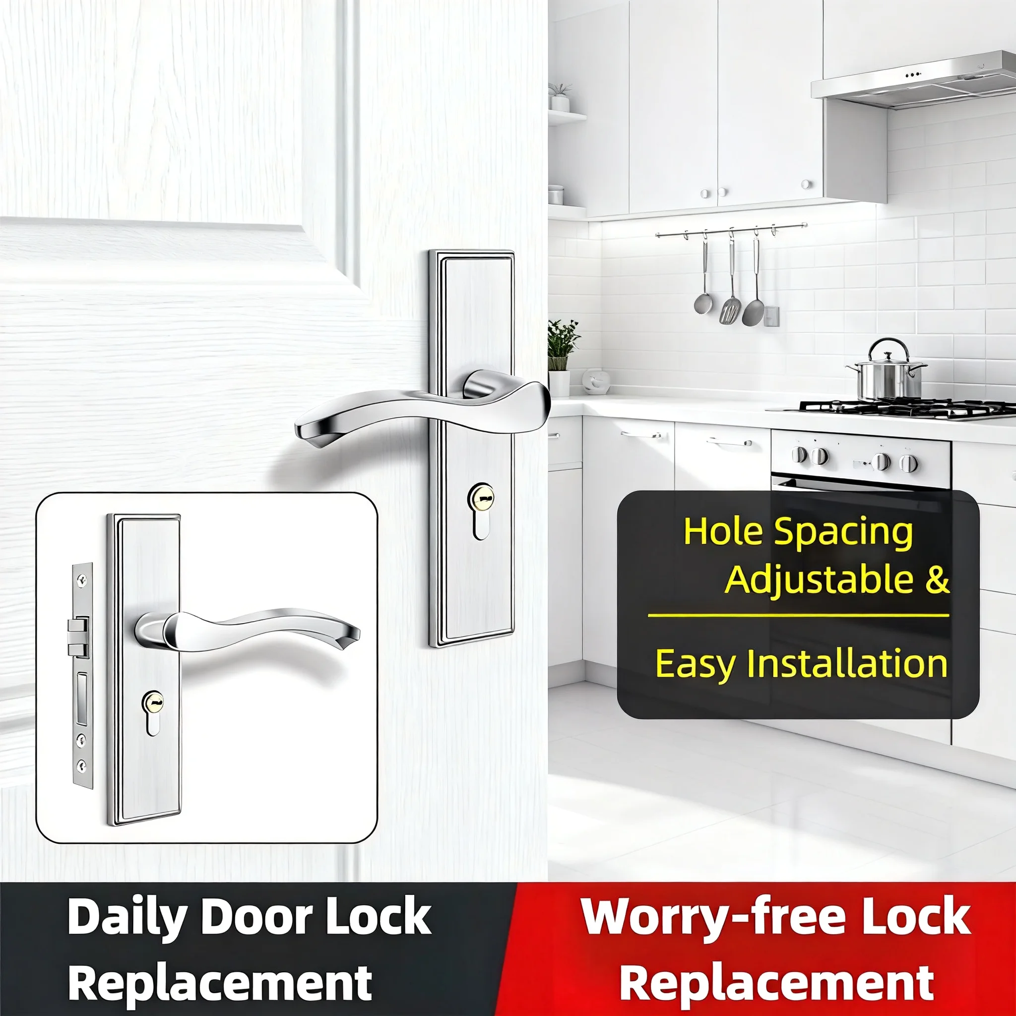 

Комплект дверных ручек из нержавеющей стали с бесшумным механизмом для межкомнатных дверей, для спальни и ванной комнаты, нажимная ручка-замок для дверей из массива дерева