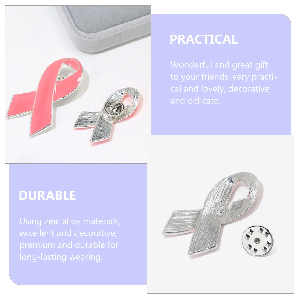 

6Pcs Pink Ribbon Brooch Pin Women Breast Cancer Awareness Badge Jewelry Elegant Decorative Brooches for Female