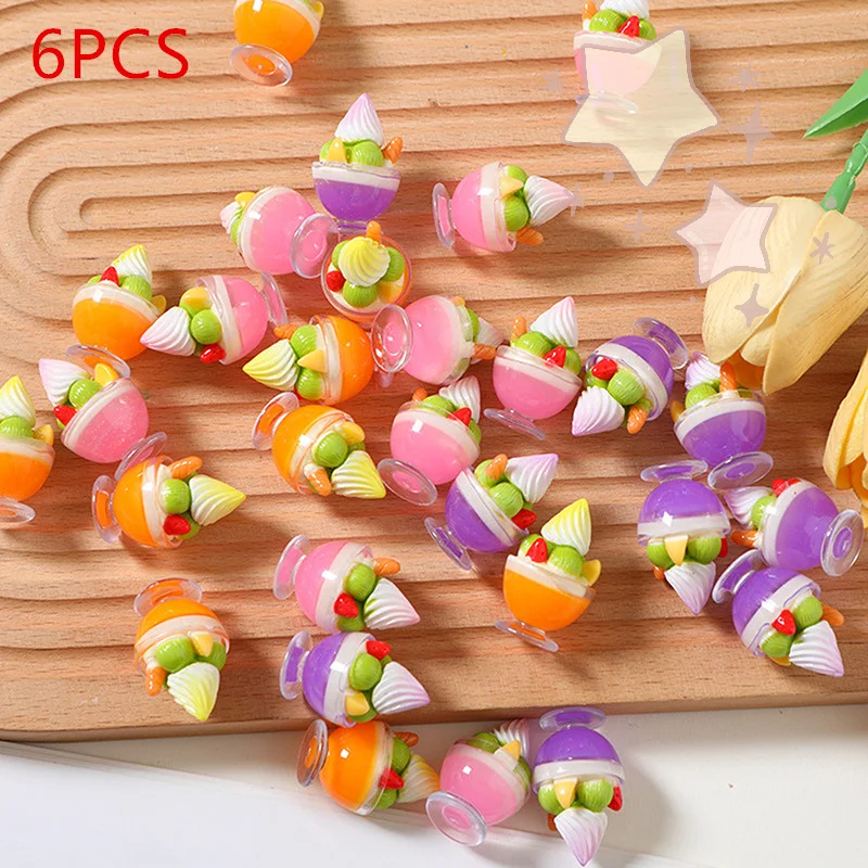 

6Pcs Dollhouse Miniature Cream Cup Sundae Ice Cream Toys For Home Decor Dessert Models