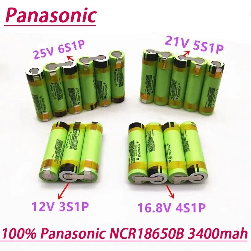 original Panasonic NCR18650B 12V 16.8V 21V 25V battery pack NCR18650B 3400mah 20A Shula screwdriver battery discharge current