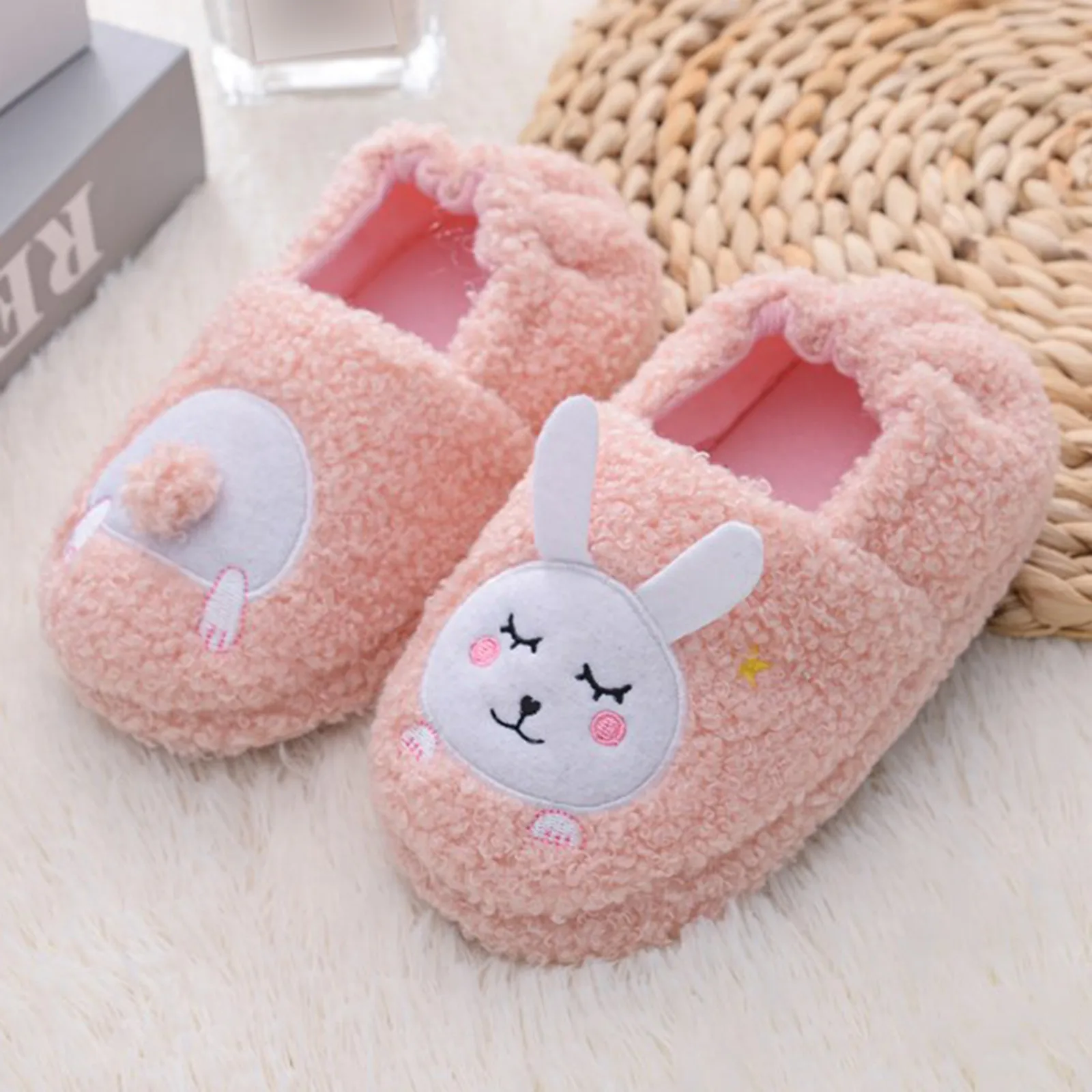 Winter Cartoon Wrapped Warm Cotton Slippers Baby Toddler Shoes Boys Cartoon Soft-Soled Girls Kids Slippers Infant Indoor Shoes