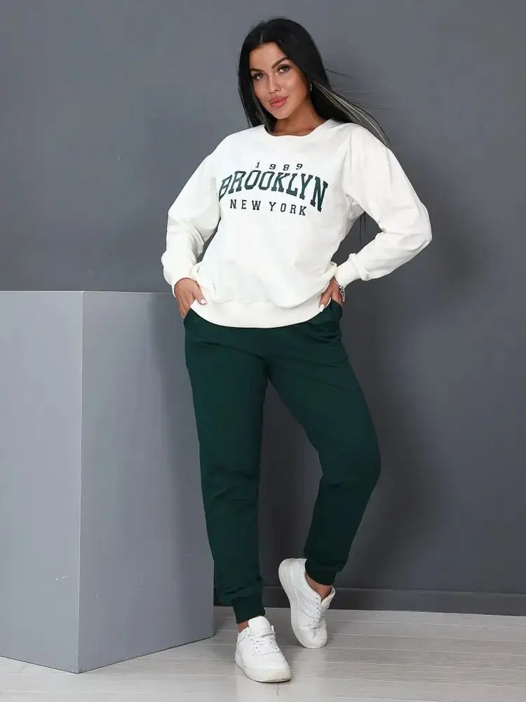 Okrągły dekolt, luźna, cienka bluza z kapturem w stylu koreańskim, vintage nadruk z literami, uniwersalna bluzka z długim rękawem na jesień i zimę, styl Ins, temperament.