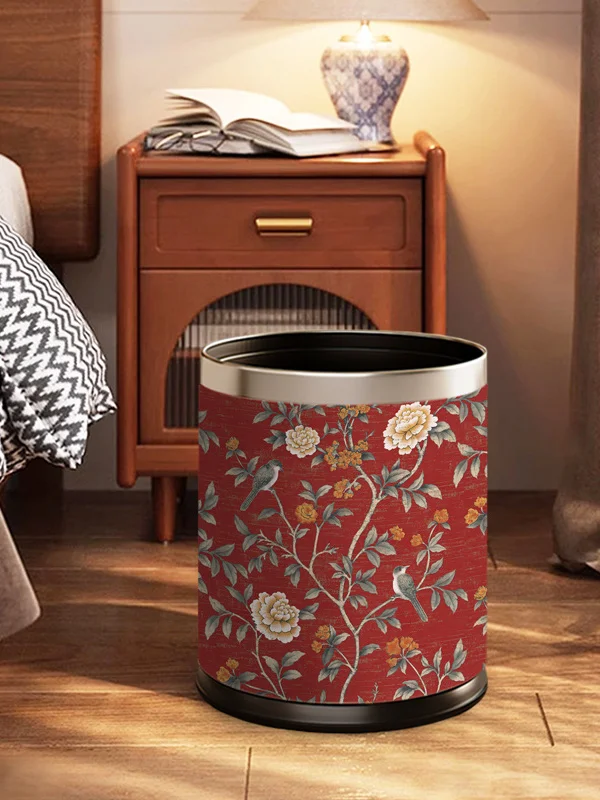 

Chinese Sle High Aesthetic Leather Tra Can Large Capaci for Bedroom Living Room Kitchen Batoom without Lid Waste Basket