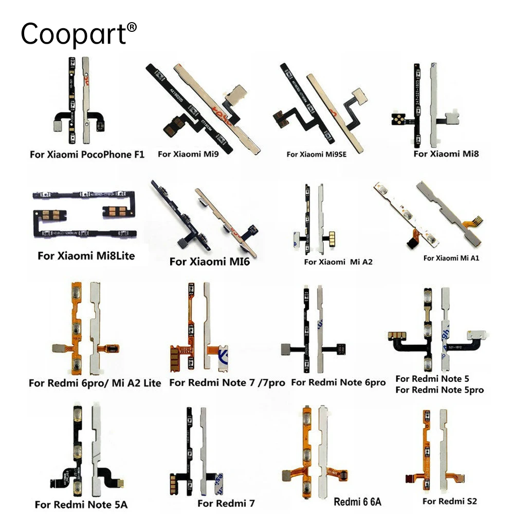 Volume Side Power Switch on off Button Keys Flex Cable For XiaoMi Mi 9 8 SE A1 A2 Lite Redmi Note 7 6 5 Pro 7A 6A S2 Poco F1