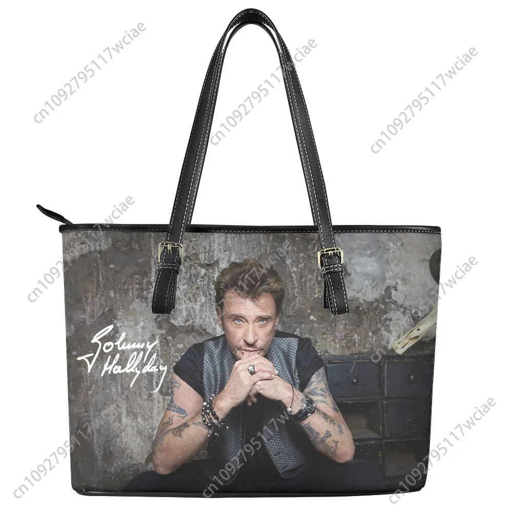 

Johnny Hallyday Custom Handbag Womens Pop Singer Mens Personalized Tote Bag Shoulder Bag Business Leather Purse Travel Bag Gift