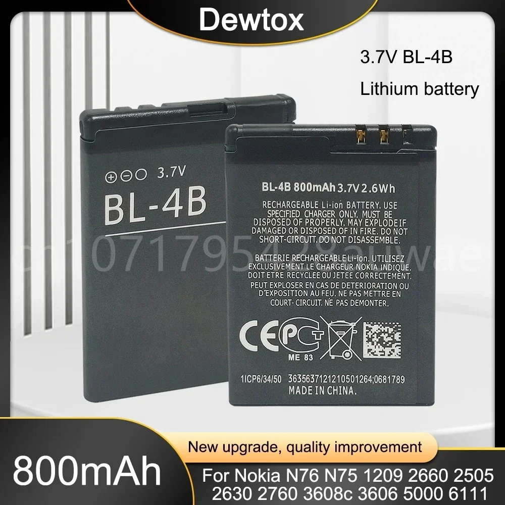 Original BL-4B Battery for NOKIA 2505 3606 3608 2670 2660 2630 5000 6111 7070 7088 7370 7373 7500 700mAh