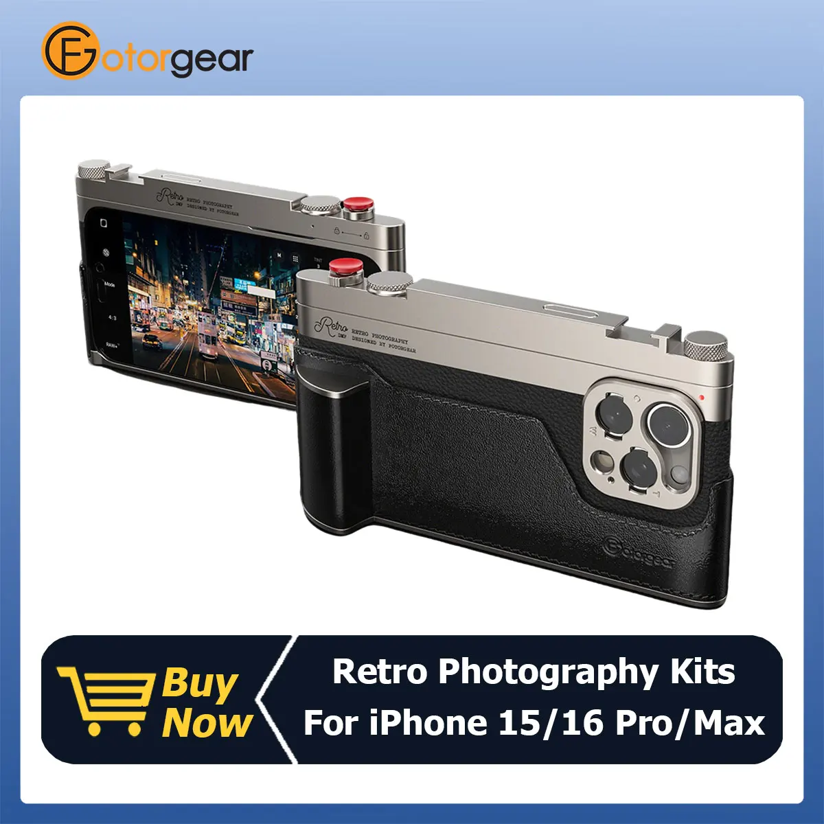Fotorgear kits de fotografia retrô para iPhone 15 16 Pro/Pro Max