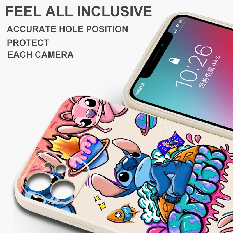 The Stitch Bady Cute For iPhone 15 14 13 12 11 Pro Max Mini SE2 6 6S 7 8 Plus Phone Case Coque Funda Cover Back Liquid Silicone