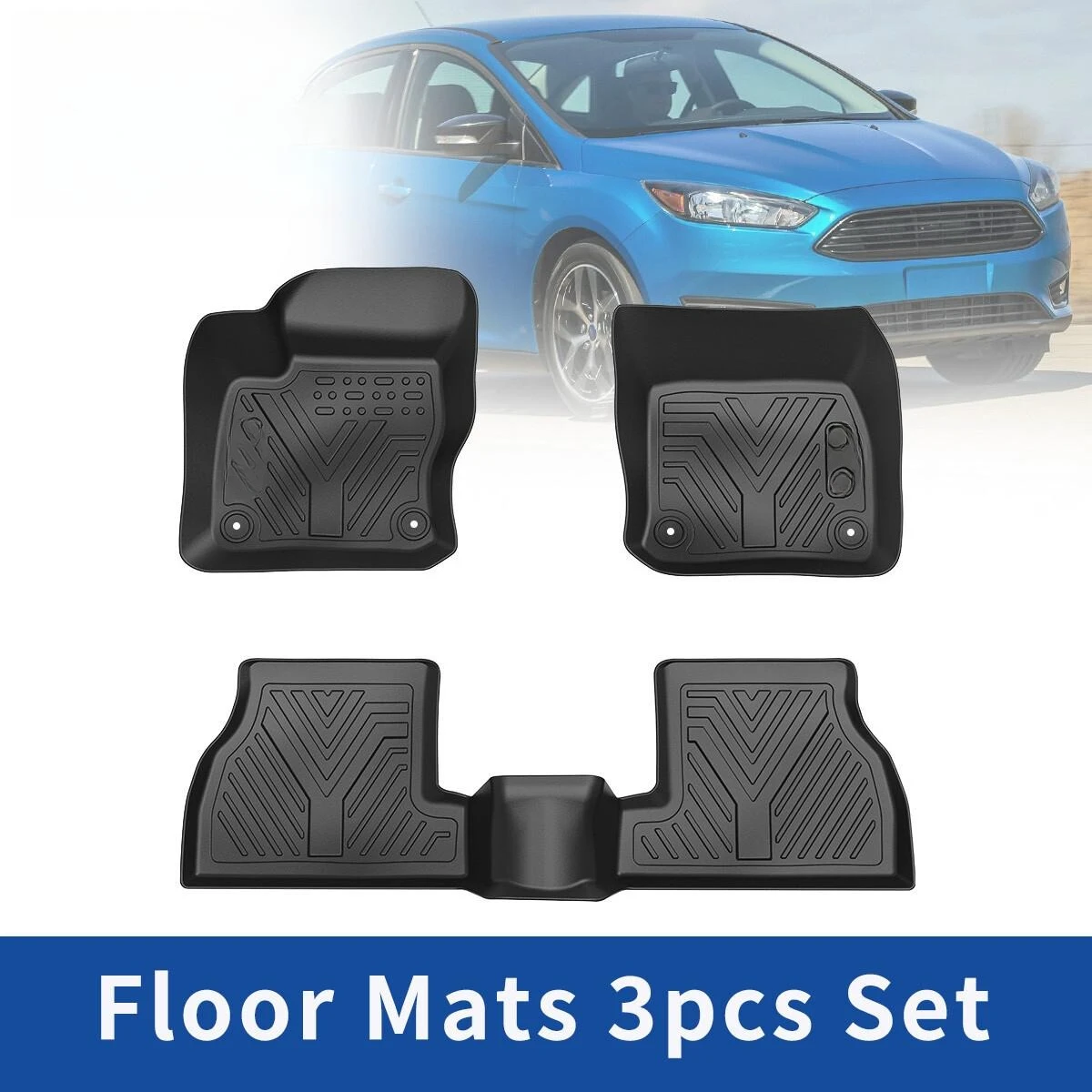 

3D Front + Rear Floor Mats for 2016 2017 2018 Ford Focus Anti-Slip Floor Liners