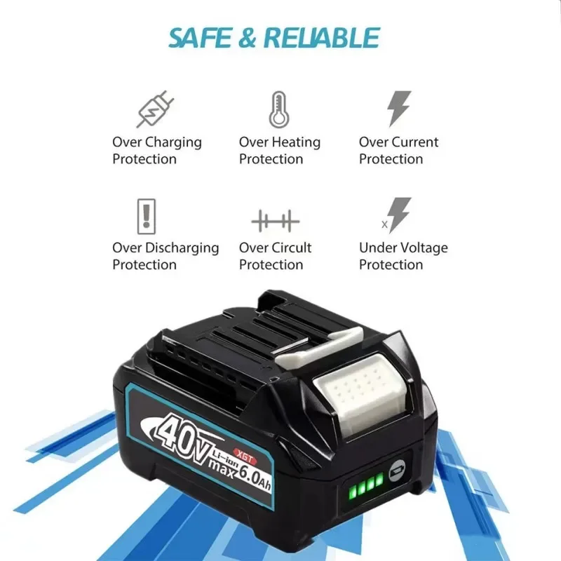 

4000mAh 6000mAh for Makita 40V BL4020 BL4040 BL4080 DC40RA HP001 HR001 MHW001G GRH10 JV001G RT001 GSH01 Power Tool Battery