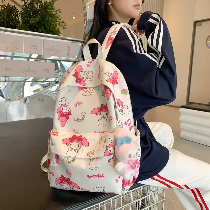 Cartoon Anime Sanrio Cute My Melody Printed Graffiti Student Waterproof Single Backpack Fashion Versatile School Bag for Women