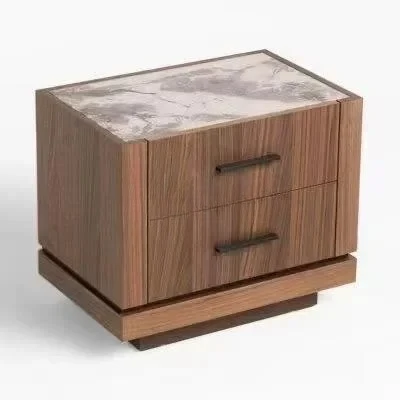 A15 North American Black Walnut Bedroom Bedside Table Hotel  Modern Simple Double Pump Tall Locker