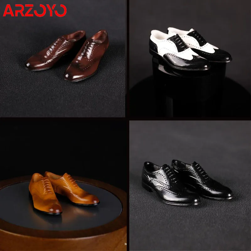 PTMODEL PTA-1004 1/6 Brogue Carved Leather Shoes Magnetic Retro Shoes Model Fit 12 Inch Male Soldier Action Figure Body