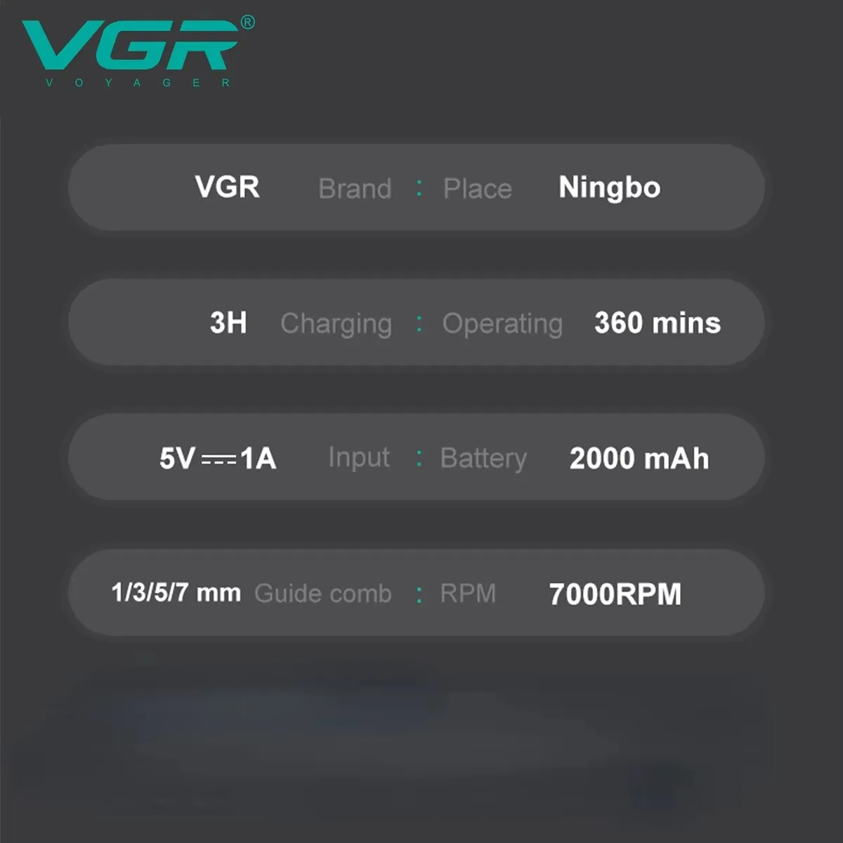 VGR Hair Trimmer Cordless Hair Cutting Machine Electric Hair Clipper Professional Haircut Barber DLC Blade Trimmer for Men V-930