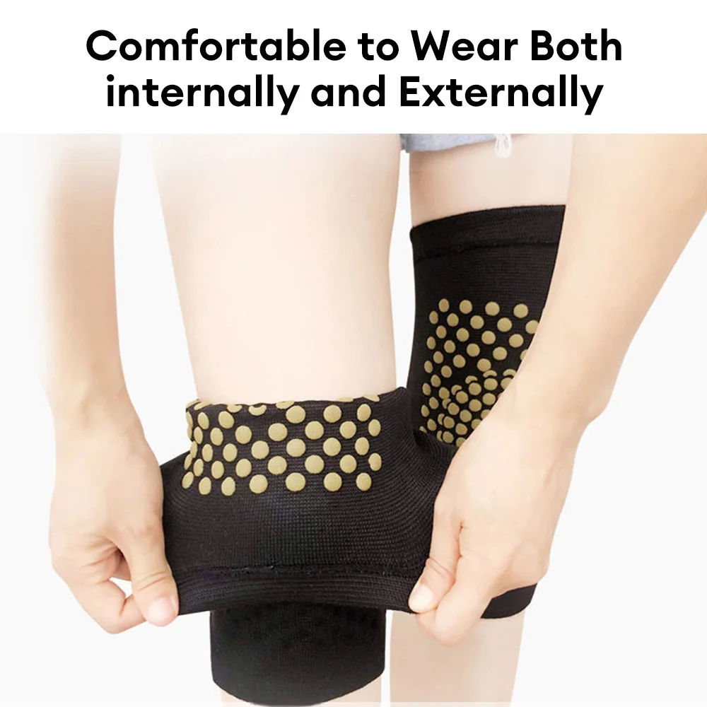 1 Pair Self-Heating Support Knee Pad Knee Warmer For Arthritis Joint Pain Relief Injury Recovery Belt Knee Massager Leg Warmer