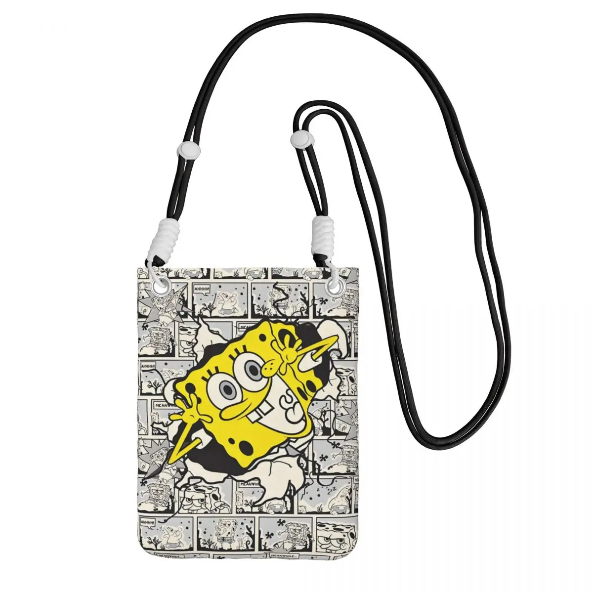 

Custom SpongeBobed Mobile Phone Bag for Travel Hiking Men Women Cute Cartoon Small Crossbody Purse Smart Phone Wallet With Strap