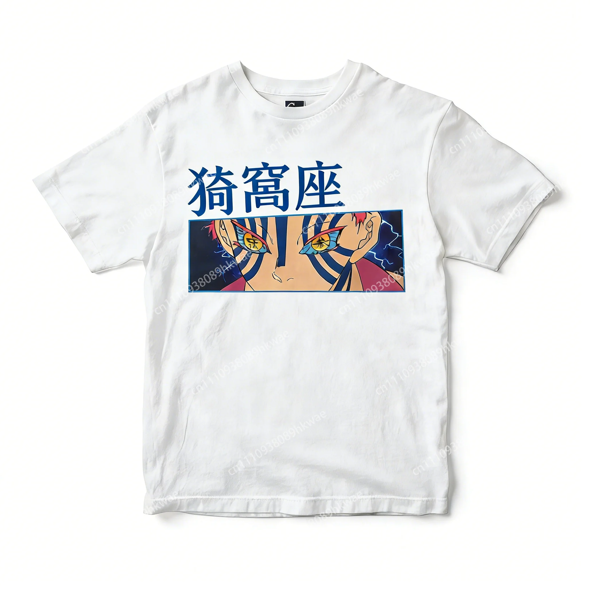 Camiseta de algodón negra con gráfico de primer plano del personaje Akaza de Demon Slayer para hombre, ideal para uso diario, casual, otaku, campus y hogar.