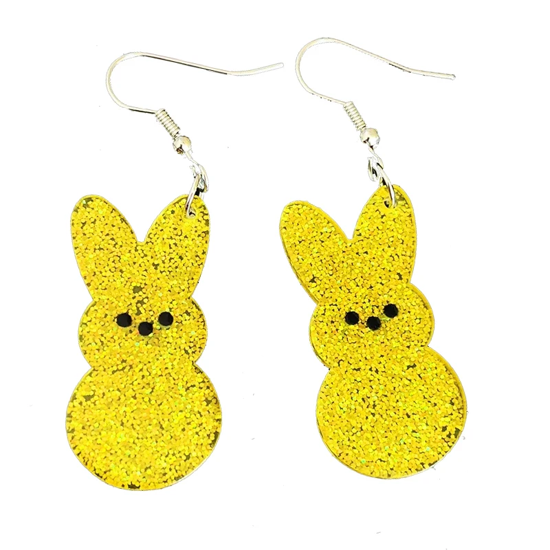 New Glitter Easter Bunny Earrings Colorful Acrylic Rabbit Earrings Easter Day Gift for Women Girl