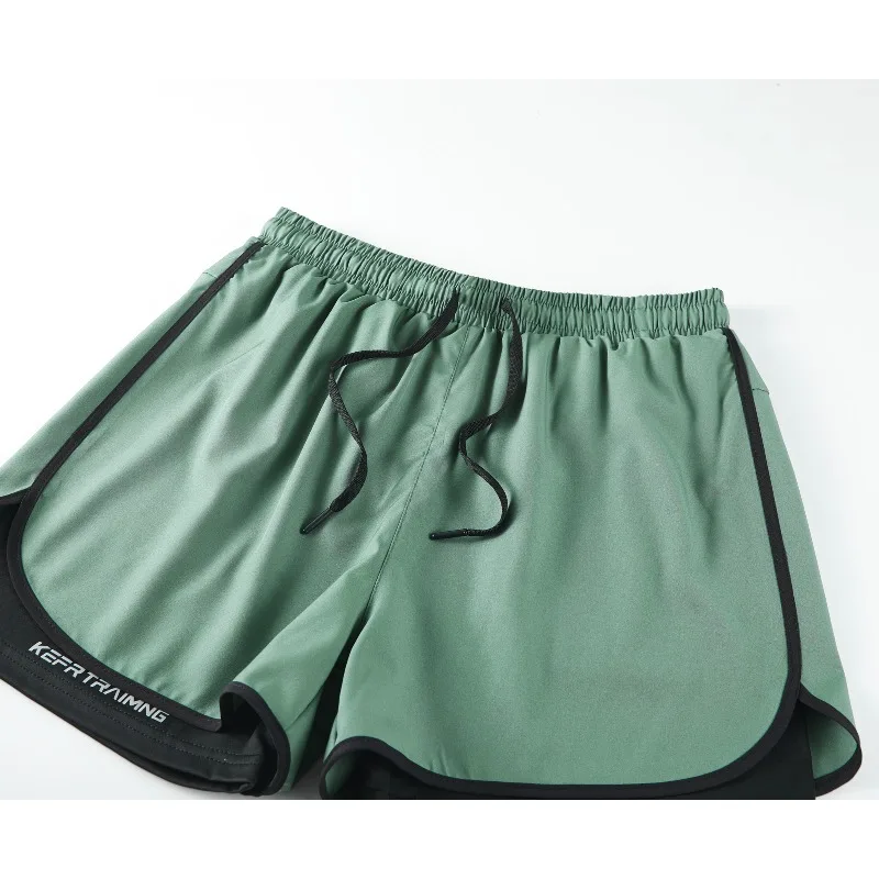 

Мужские компрессионные шорты для бега и фитнеса с подкладкой, быстросохнущие, с завязками, для летнего модного образа, пляжные шорты