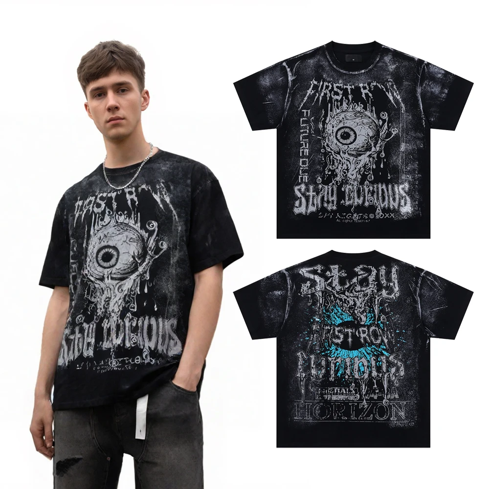 

Streetwear Clothing Men's Distressed Gothic Graphic T Shirts Hiphop Street Style Cotton Casual Retro Oversized Short Sleeve Tees