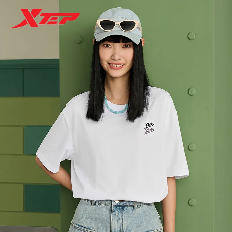 Xtep Short Sleeve Knitted Shirt For Men And Women 2024 Summer Casual Unisex T-shirt Breathable Soft Outdoor Tops 876227010162