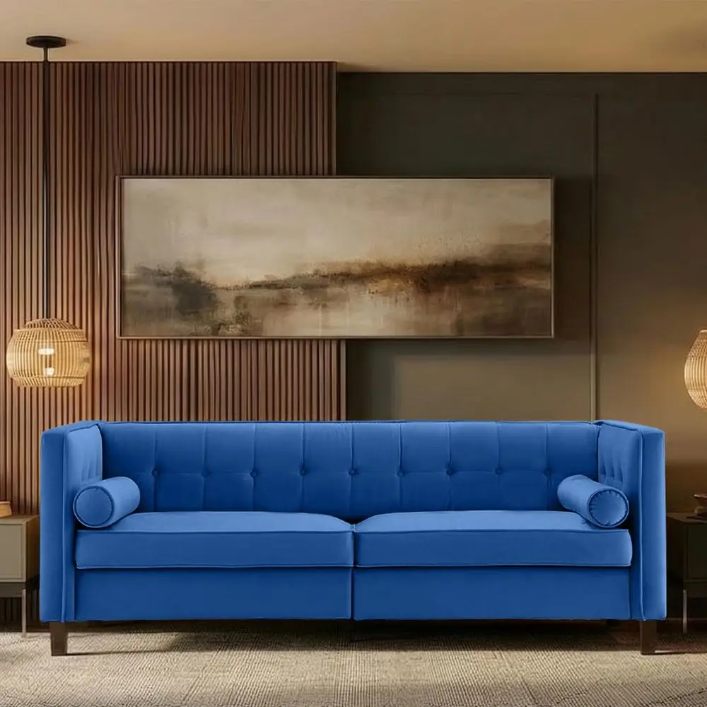 

78 W Velvet Sofa, MidCentury Modern Love Seats Sofa Furniture with Bolster Pillows, Button Tufted Couch for Living Room, ToolFr