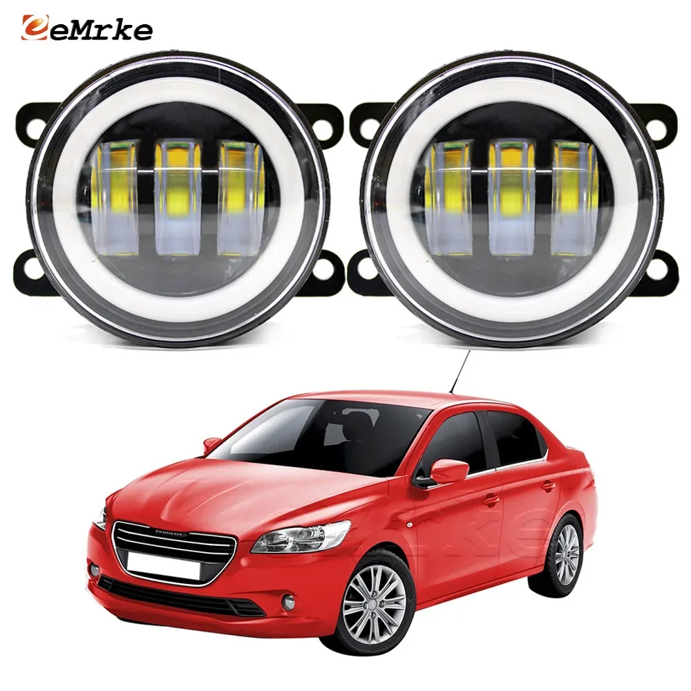 Led Fog Lights PTF 30W Lens for Peugeot 301 2012 2013 2014 2015 2016 2017 2018 2019 2020 Car Turn Signal Angel Eye DRL Fog Lamp