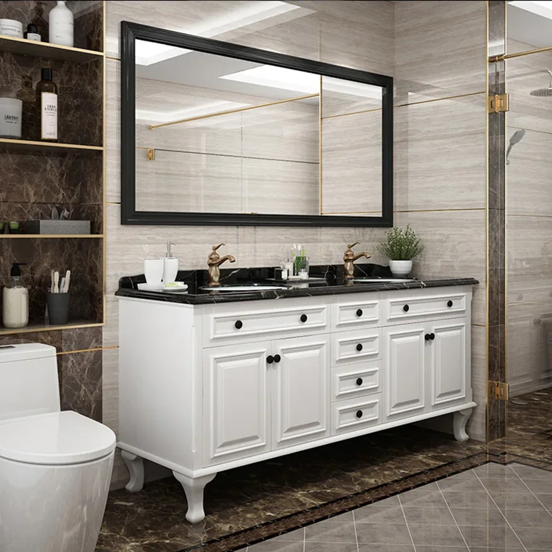 Solid Wood Bathroom Cabinet, Smart Mirror, Double Sink, Floor-to-ceiling Washbasin Cabinet, Bathroom Cabinet