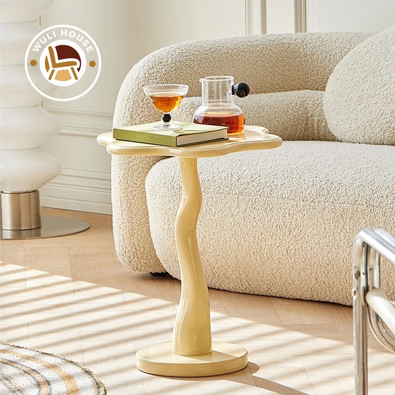 

Wuli House Designer Creative Cloud Retro Sofa Small Tea Table Wabi Sabi Wind Corner Table Artistic Flower Bedhead Table New 2024