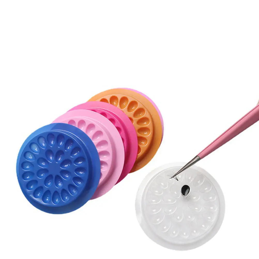 60pcs Flower Glue Disk Eyelash Holder Adhesive Pallet Lash Extension Tool Glue Tray For False Eyelashes Makeup Supply