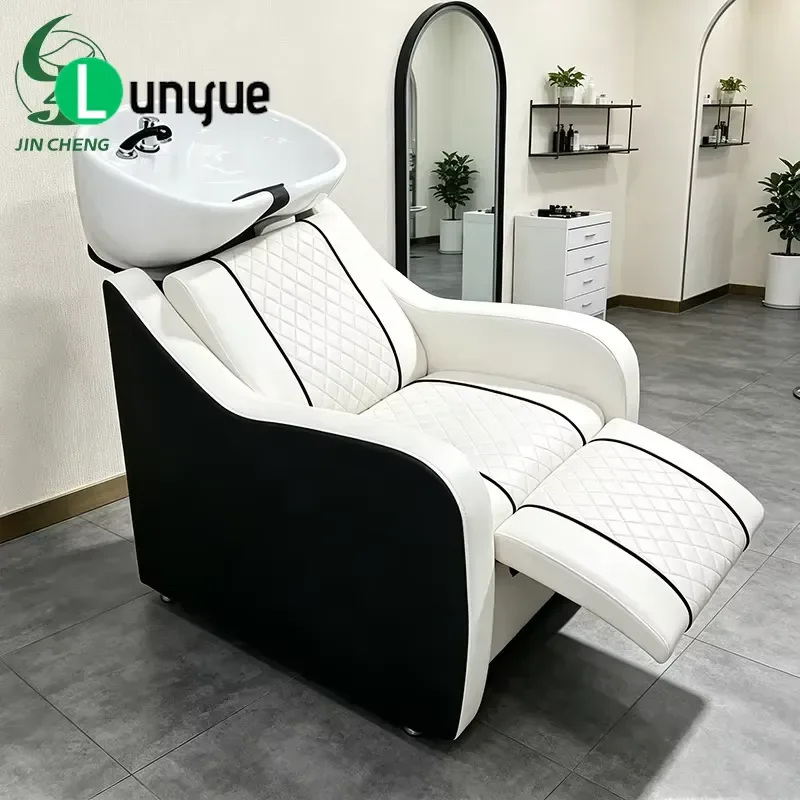 Leather Ceramic Shampoo Chair for Barber Shop Furniture Comfortable Hair Washing Station Durable Design Professional