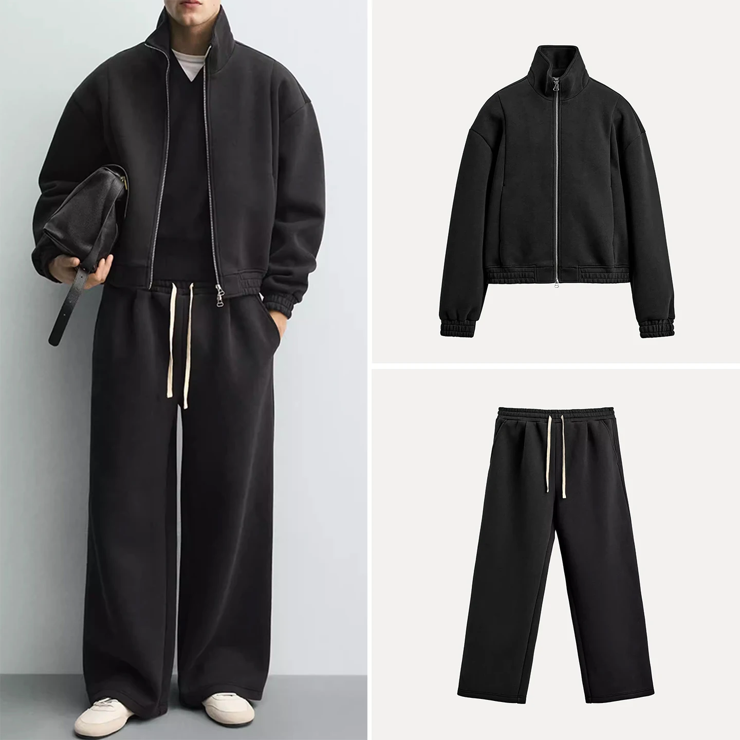 

Мужская модная куртка с двойной молнией и брюки для бега с длинными рукавами и штанинами, весна 2026, молодежная коллекция Z Brand