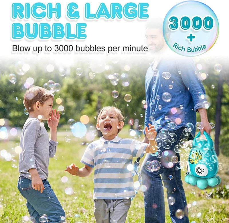 Octopus Automatic Bubble Machine, Portable Music Bubble Maker, Bubble Toys For Boys Girls Age 3+ Outdoor Indoor Parties