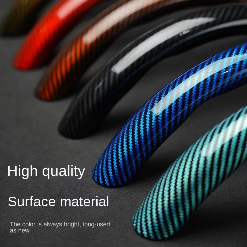 2/3PCS Laser Carbon Fiber Silicone Car Steering Wheel Cover 1K Micro Fiber Leather PVC Wheel Booster Cover Non-Slip Universal
