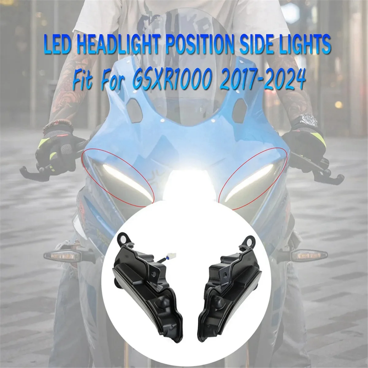 Подходит для GSXR1000 GSXR 1000 2017-2023 Автомобильная светодиодная передняя фара Противотуманная декоративная боковая фара L7 L8 L9 L20 K17