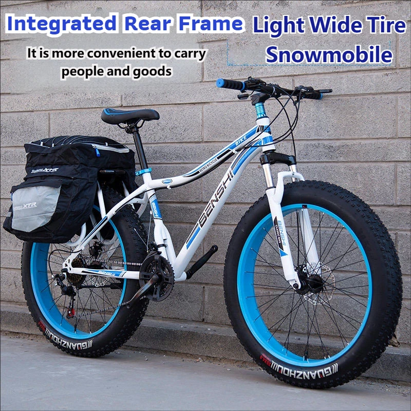 

4.0 Fat Tire Mountain Bike Variable Speed Shock-absorbing Snow Bicycle Off-road Beach MTB Bike Solid Multi-terrain Bicicleta