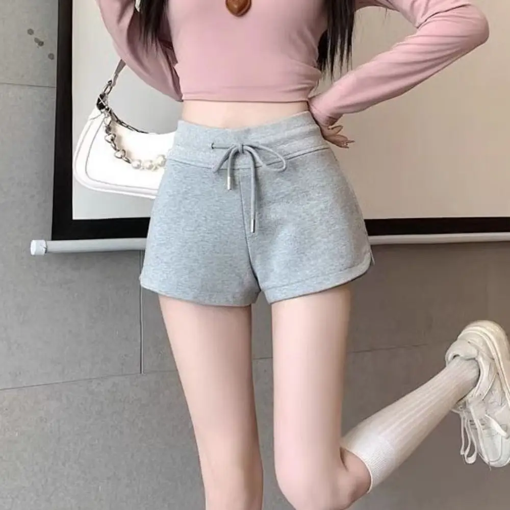 

Drawstring High Waist Shorts Slim Fit with Pockets Hot Woman Short Pants Trousers American Style Summer Casual Shorts Streetwear