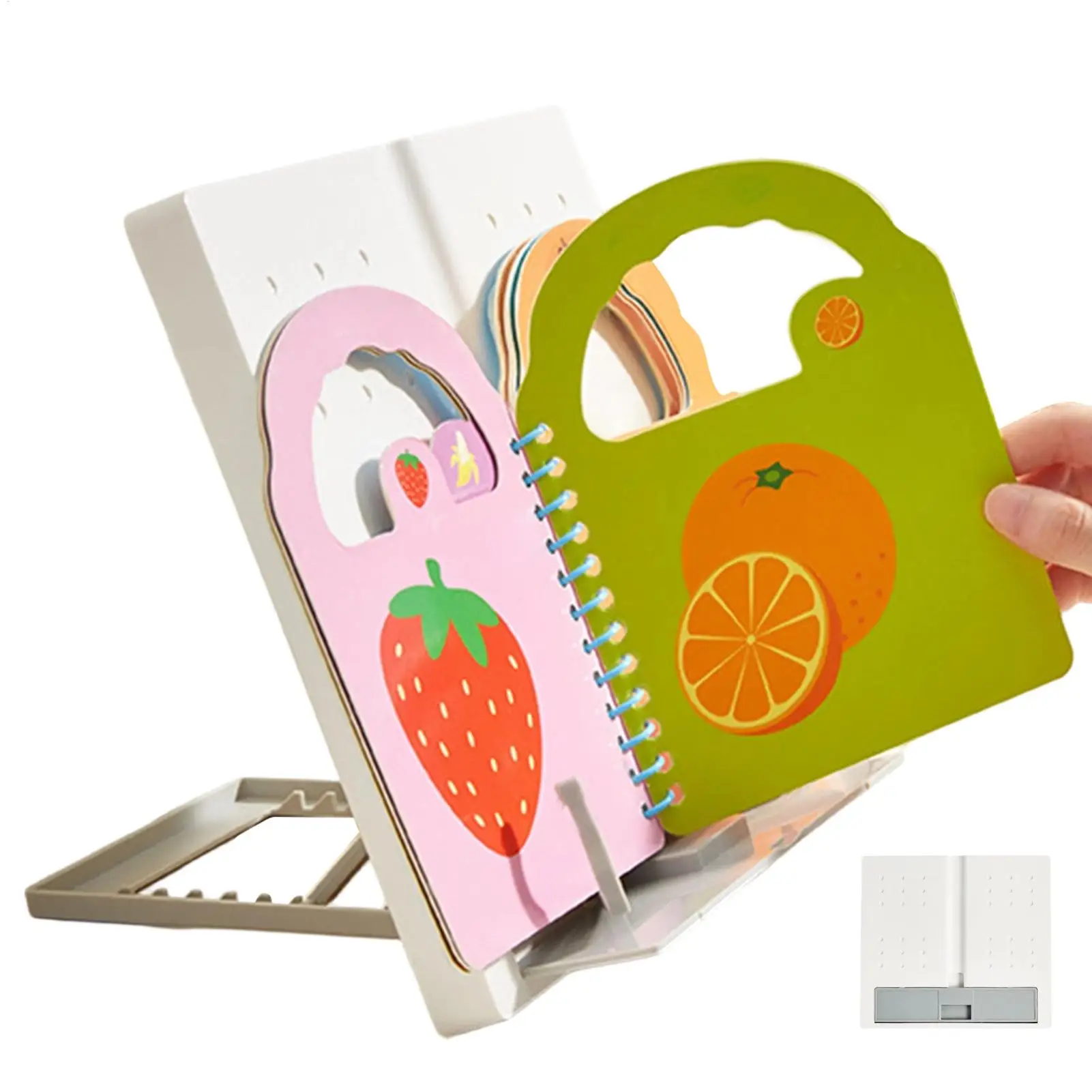 Adjustable Bookshelf Book Stand With Page Clip Anti-Slip Folding Hands-Free Organizer Table Recipe Cookbook Paper Stand