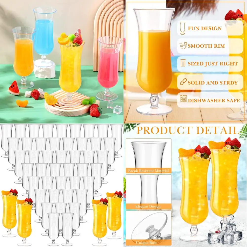 

Набор ураганов на 15 унций из 4 шт., прозрачный акрил, устойчивый к разрыву, идеально подходит для коктейлей, праздников и вечеринок