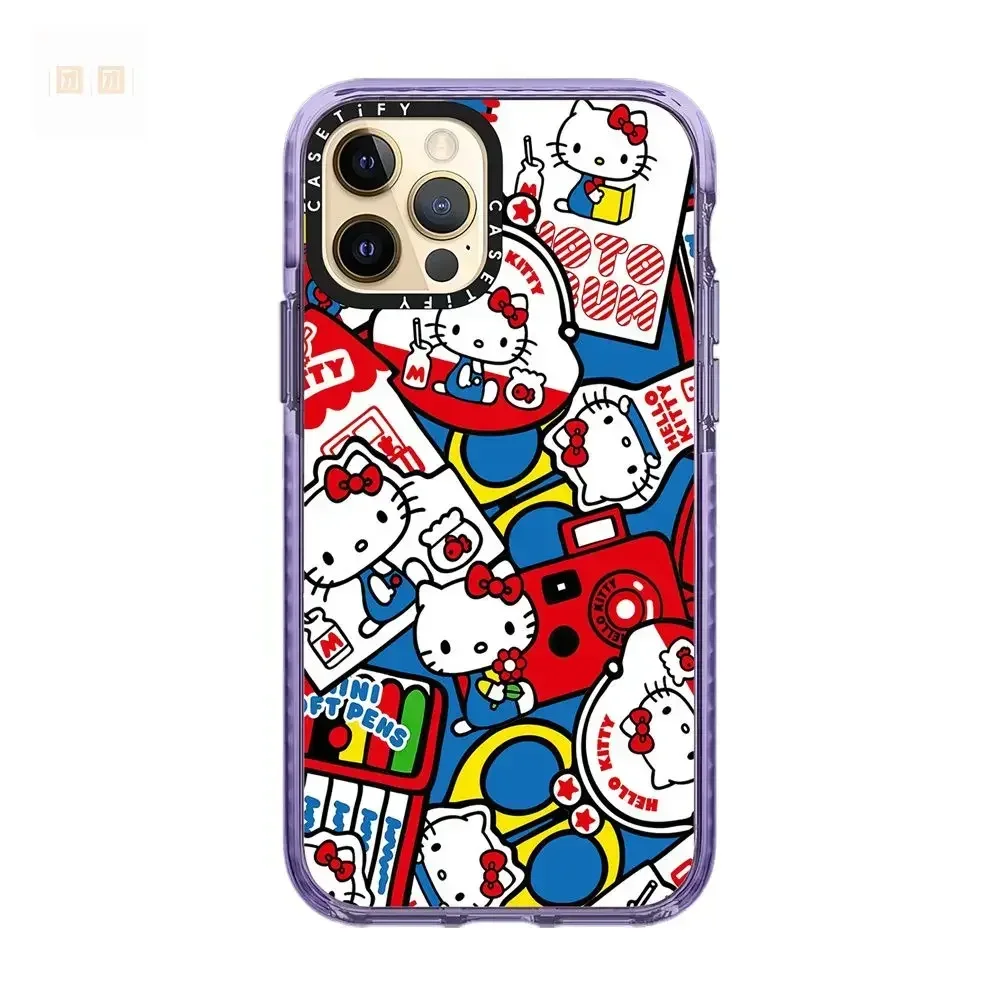 Etui na telefon Sanrio Cute Cartoon Hello Kitty Anime Kawaii Simple All-Inclusive Painted Soft Case dla iPhone 12 13 14 15 16 Pro Max