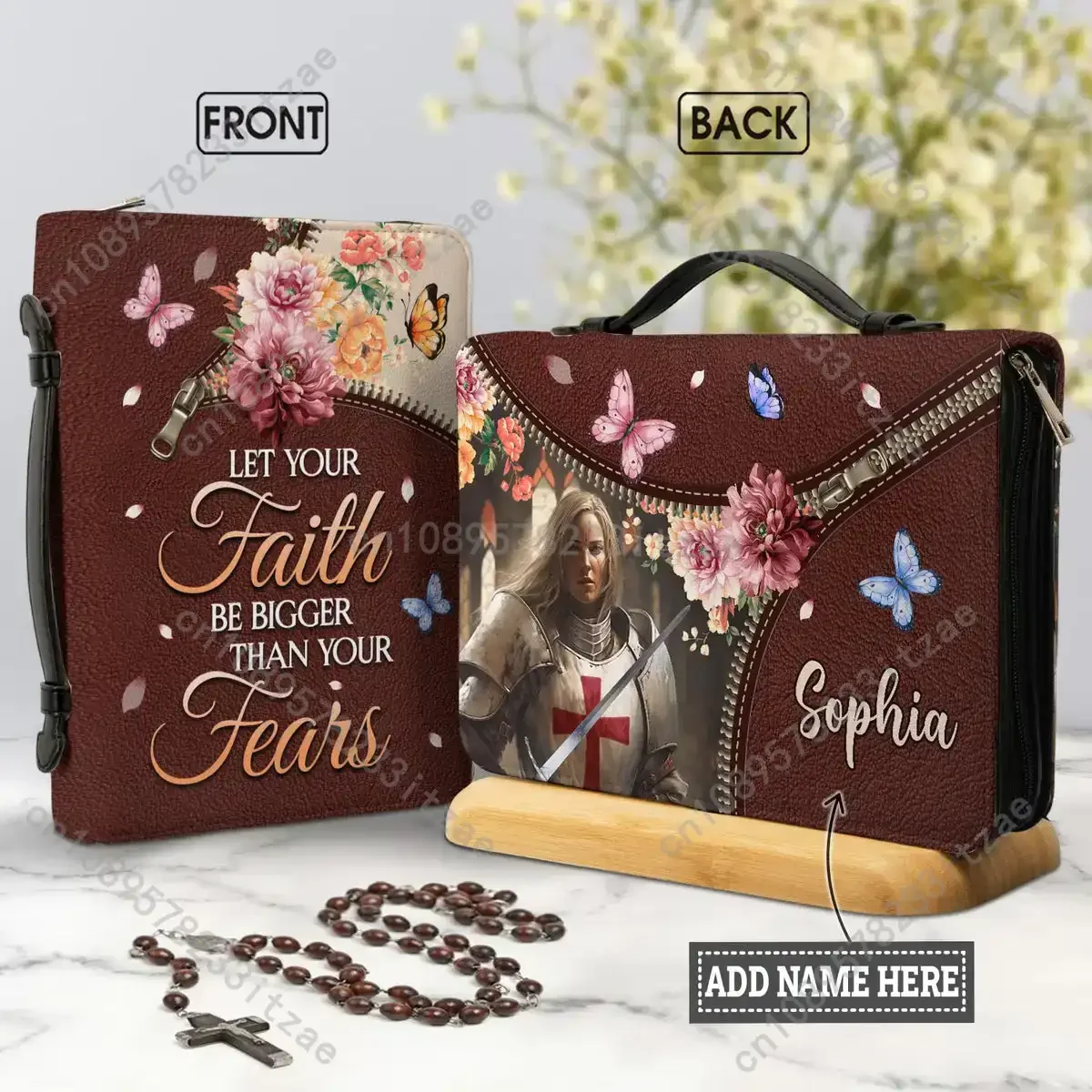

Let Your Faith Be Bigger Than Your Fear Knig Bible Verse Print Bible Carrying Case Christianity Bags for Women Leather Handbags