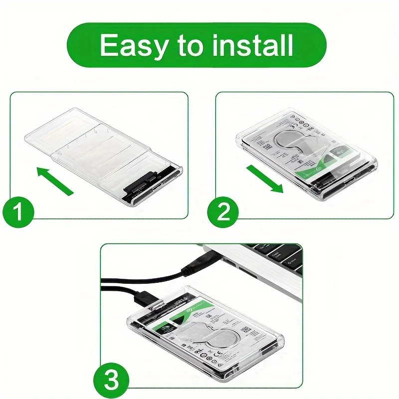 USB3.0 External HDD Case 5Gbps 2.5 Inch Transparent Hard Disk Case Hard Drive Enclosure SATA HDD SSD Storage Case for Laptop PC image 5