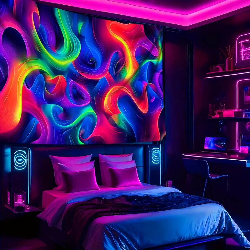 VIKAMA Color Wave Visual Design Tapestry, Washable, Suitable For Bedroom, Living Room, Party Backdrop Wall Home Decoration