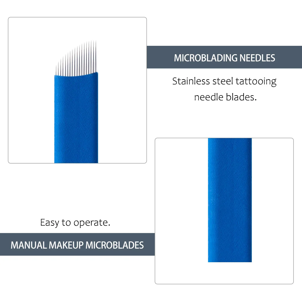 

30pcs Microblading Needles Blades Professional Manual Tattooing Portable Disposable Eyebrow Supply Stainless Steel Pp Material