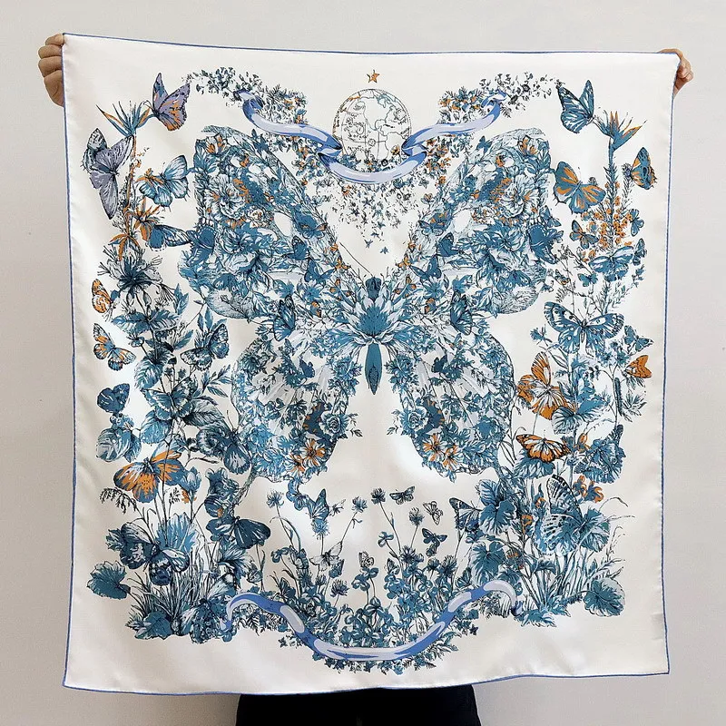 90 سنتيمتر وشاح حريري المرأة ساحة عصابات الحجاب الفاخرة المصممين حك الأوشحة لحقيبة رئيس الرقبة اكسسوارات عيد الميلاد الأم هدية #3