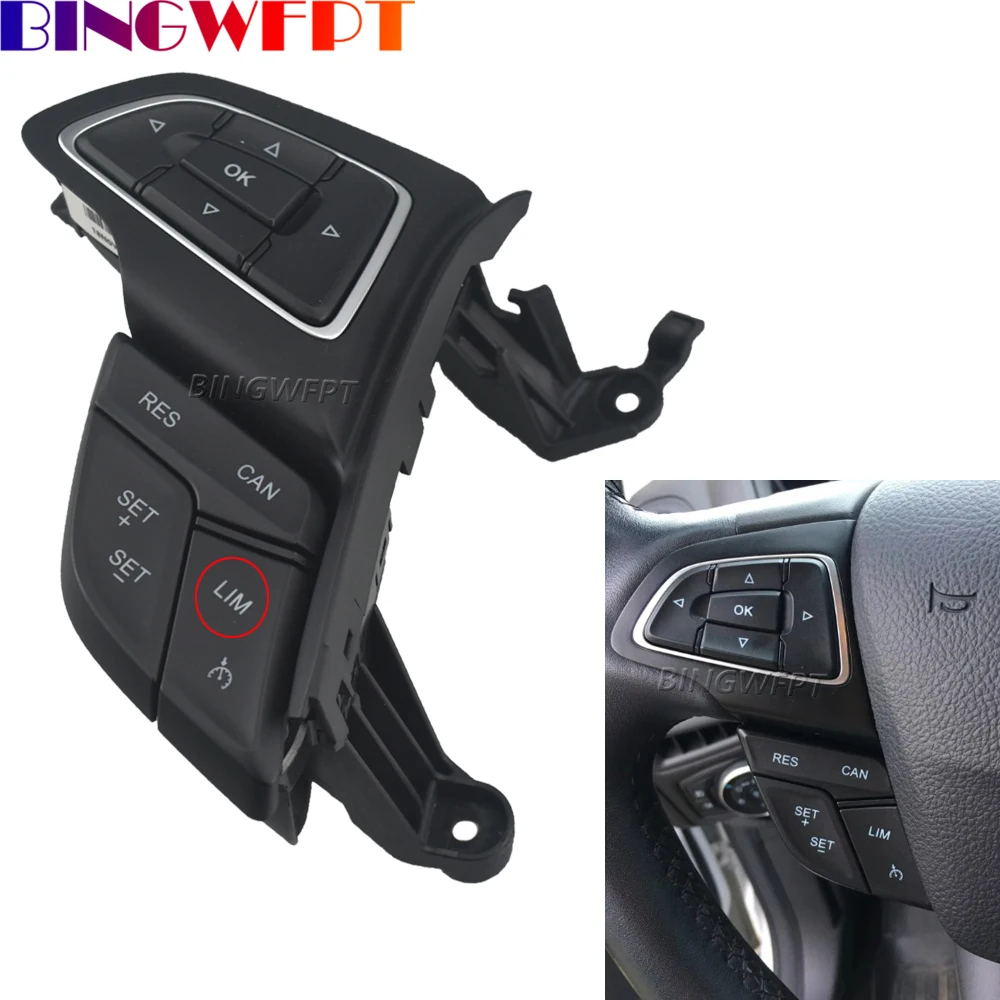 Left Multifunctional Steering Wheel Button For Ford Focus MK3 2015-2017 Kuga 2017 Cruise Speed Control Switch With Backlight