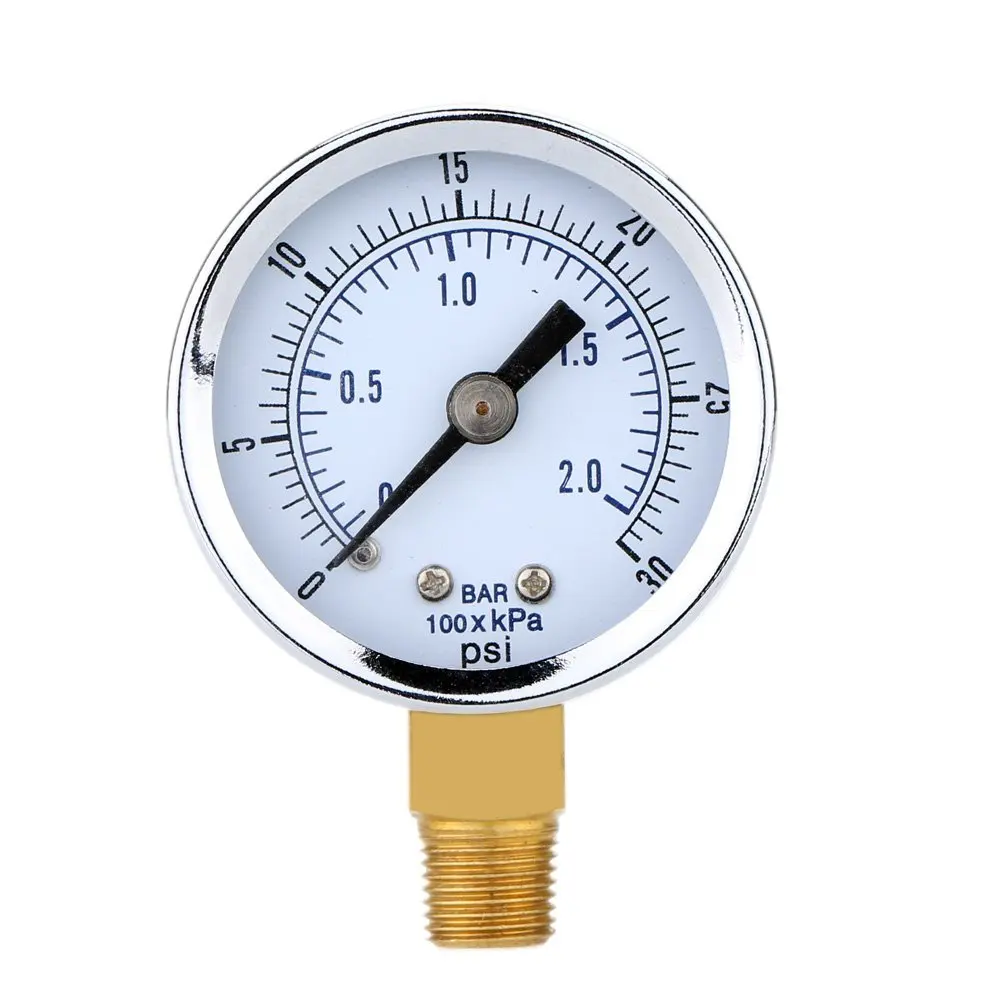 

Pressure Gauge - 0 - 30 psi 0 - 2 bar Mini Dial gauge compressor meters hydraulic pressure gauge Gage double scale Black