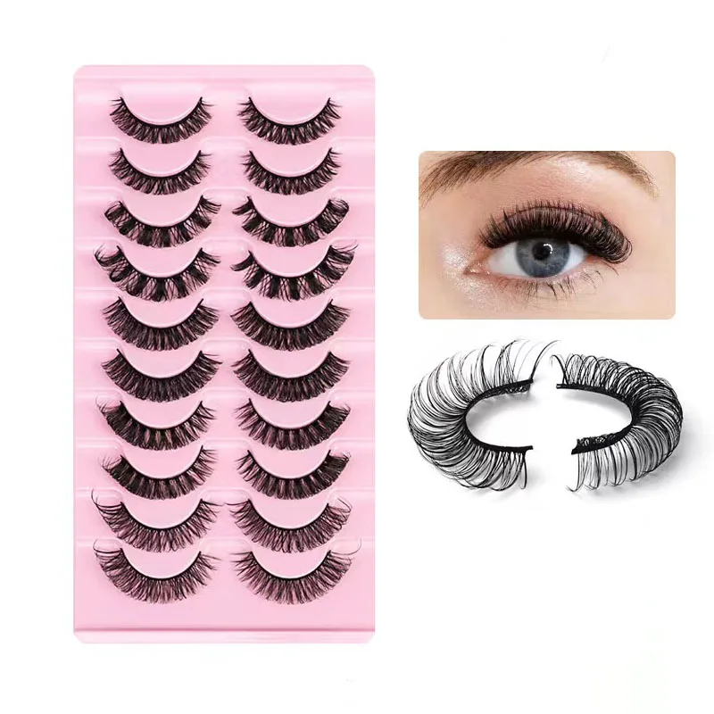 Russian Strip Lashes 10/2 pairs Fluffy Mink Lashes 3D False Eyelashes Russian Volume Eyelashes Fake Eyelash Extension Make Up