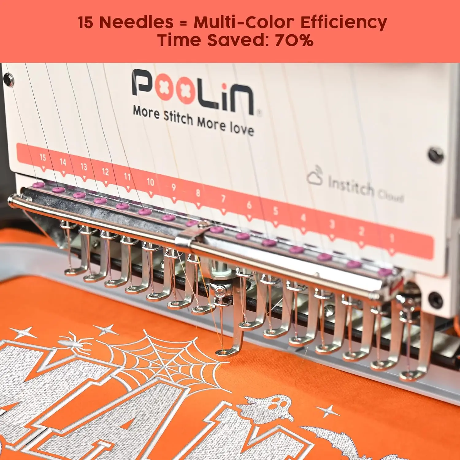PooLin EOM Commercial Embroidery Machine 240*360mm Large Embroidery Area 1000SPM 9