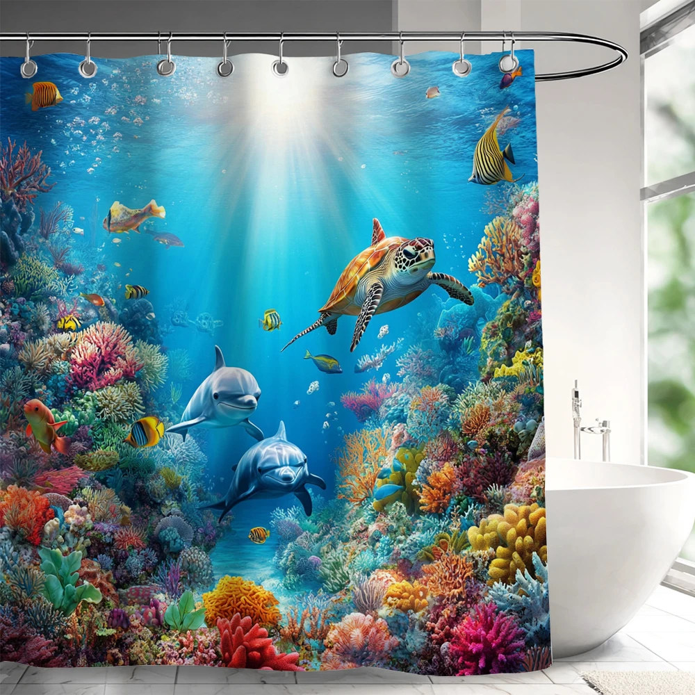 Dream Starry Sky Ocean Jellyfish Bathroom Waterproof Shower Curtain Set with 12 Hooks Bath Non-Slip Mat Rugs Toilet Seat Cover